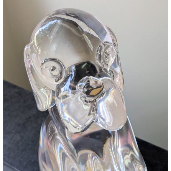 Murano Style Clear Art Glass Beagle Snoopy Dog Paperweight Figurine Solid Heavy - Picture 7 of 10